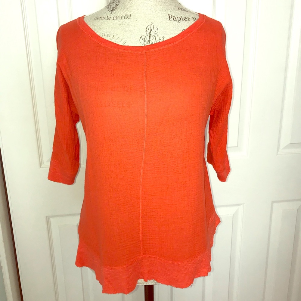 ANTHRO Postmark Coral Orange-Red Top